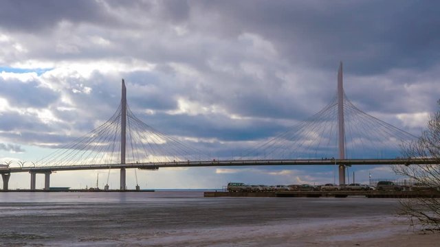 Bridge in the Gulf of Finland. St. Petersburg