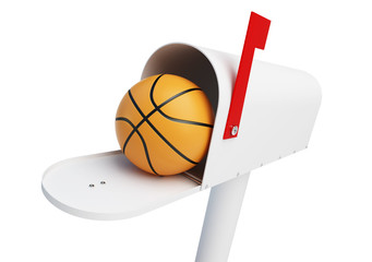 Mailbox Basketball ball  on a white background 3D illustration