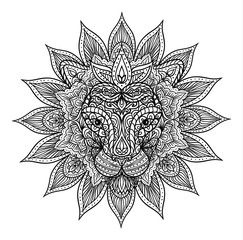 Obraz premium outline lion mandala