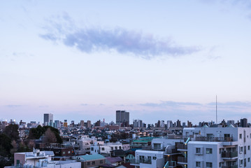 Fototapeta na wymiar 東京の風景と夕暮れの空１