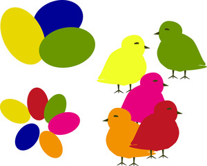 Easter eggs and chickens