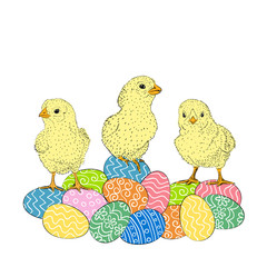 Easter eggs and chickens