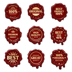 Old wax stamps with finest quality advertising text vector stock