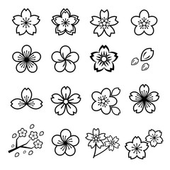 Flower icons set, Sakura