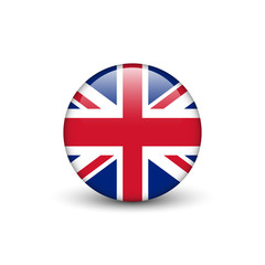 United Kingdom flag, Union Jack, glossy round button with shadow