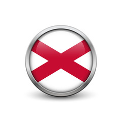 Fototapeta premium Saint Patrick Cross of Ireland, button with metal frame and shadow