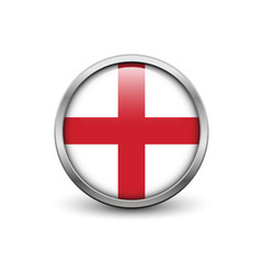 Obraz premium St George Cross of England, button with metal frame and shadow