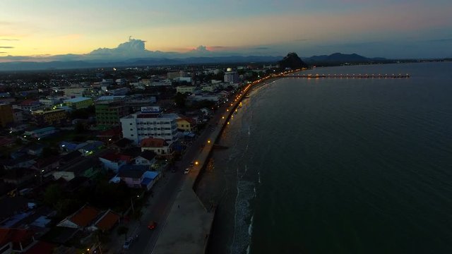 aerial view of prachuap khiri khan harbor southern of thailand