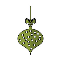 christmas ball with bow hanging vector illustration design