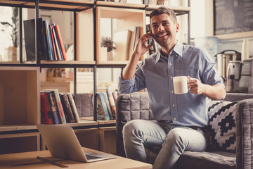 Handsome businessman working