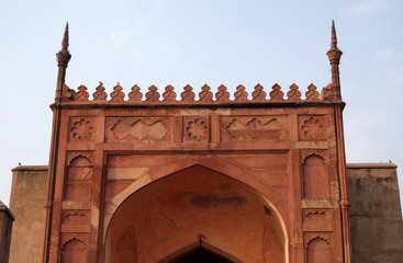 Unique architectural details of Red Fort, Agra, UNESCO World heritage site, India 