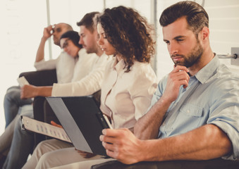 Young people waiting for interview
