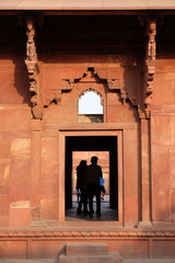 Unique architectural details of Red Fort, Agra, UNESCO World heritage site, India 