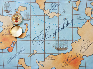 compass on map