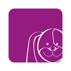 purple square picture of dog animal, vector illustration
