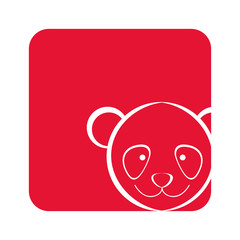 red square picture of bear animal, vector illustration