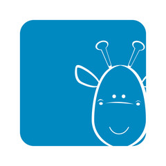 blue square picture of giraffe animal, vector illustration