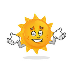 Confused sun mascot, error sun character, sun cartoon vector 
