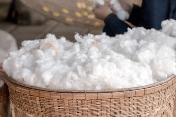 Silk cotton and thread in basket