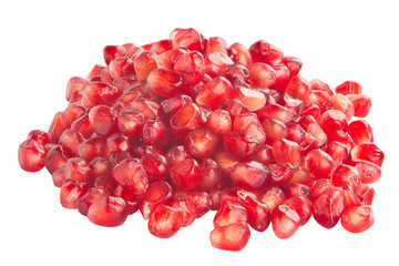 ripe red pomegranate isolated on white background