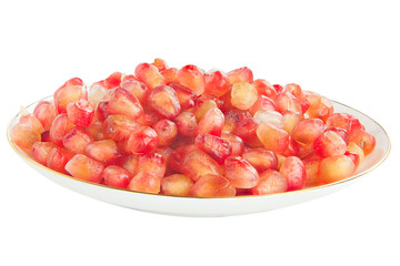 ripe red pomegranate isolated on white background