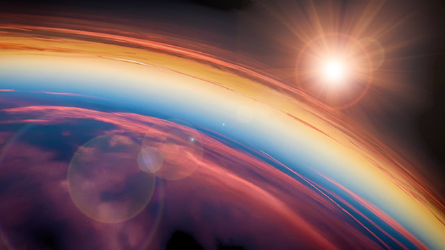 Planet Earth with a spectacular sunset.