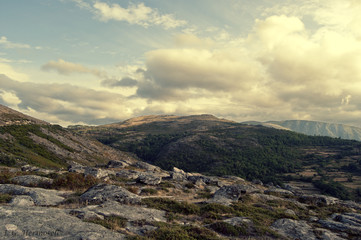 A rocky landscape in a cloudy day