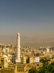 View to Taiz old city and Muzaffariyya aka Modhafer Mosque in Yemen