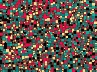 Abstract background. Colorful squares. Pixels. Red, green