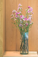 Flower in tall vases glass decorated living room