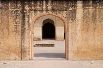Fototapeta na wymiar Architectural detail of Amber Fort in Jaipur, Rajasthan, India