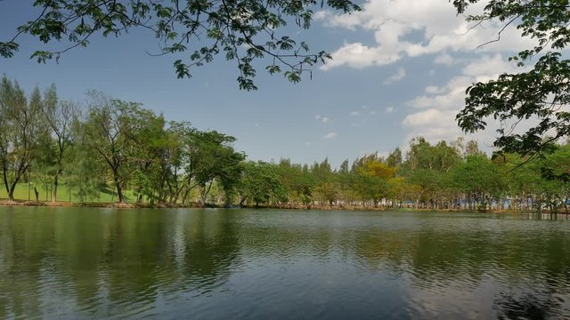4K landscape, sky coud and pond