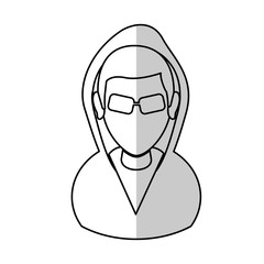 hacker man cartoon icon over white background.  vector illustration