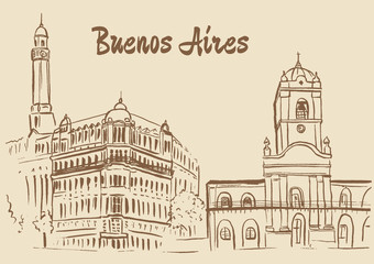 Fototapeta premium sketch of Plaza de Mayo