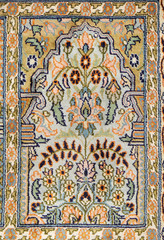 Handmade woven rug, oriental craft in Jaipur, Rajasthan, India 
