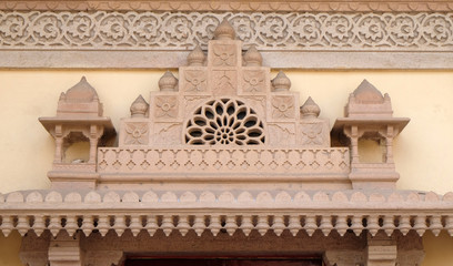 Architectural detail in Jaipur City Palace, Rajasthan, India. Palace was the seat of the Maharaja of Jaipur, the head of the Kachwaha Rajput clan