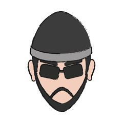 hacker man cartoon icon over white background.  vector illustration