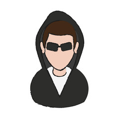 hacker man cartoon icon over white background.  vector illustration