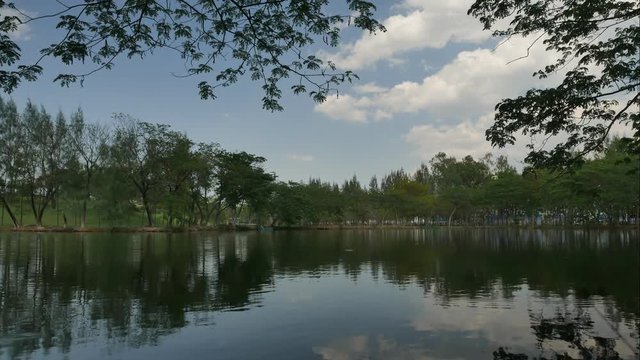 4K time lapse landscape, sky coud and pond