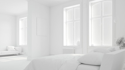 Komplett weißes Schlafzimmer in Altbauwohnung