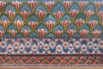 Wall paintings in the Chandra Mahal, Jaipur City Palace in Jaipur, Rajasthan, India