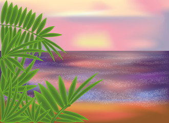 Morning sea background, vector illustration