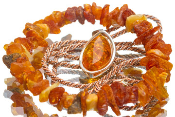Bracelet and pendant with amber