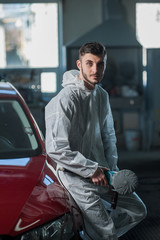 A series of detailed cars: Polishing a car