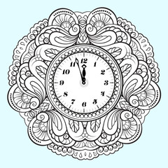 Black and white Christmas vector clock