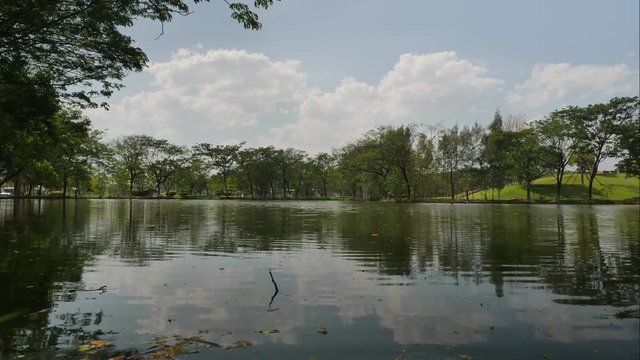 4K time lapse landscape, sky coud and pond