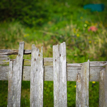 Old Weathered Broken Wooden Fence