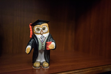 Close up figurine of smart owl