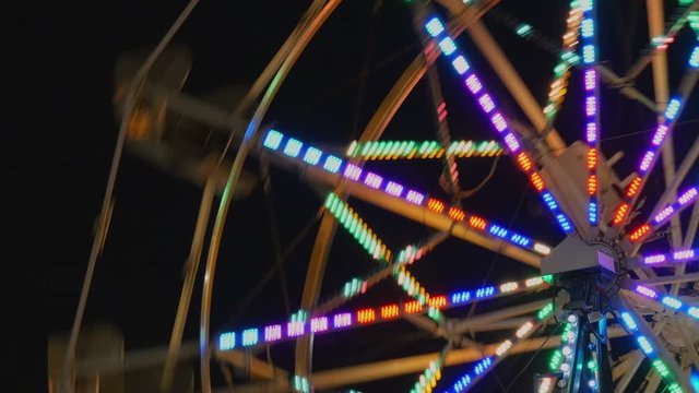 Illuminated Ferris Wheel Spinning