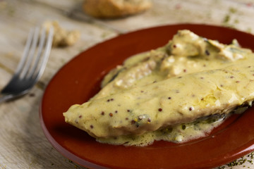 mackerel with mustard sauce
